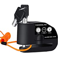 YOHOOLYO Candado Disco Moto con Alarma 7mm 110DB Antirrobo Alarma Moto con Cable Enrollado 1.2 Metros